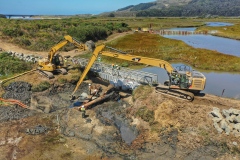Sandbag dam removal, August 2019
