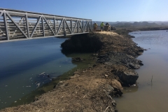 A closeup view of the completed marsh control structure in the BUtano marsh, next to the pedestrian bridge - October 2019