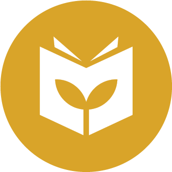 Education Education icon with a plant on the cover of a book.