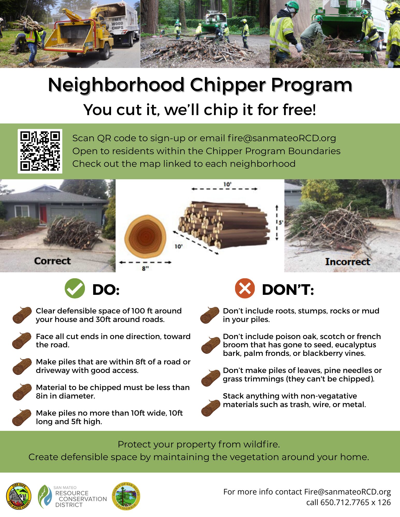 Chipper Flyer 2026 Flier for chipper program with photos of chipping crews and detailing where to sign up, what to do and not to do
